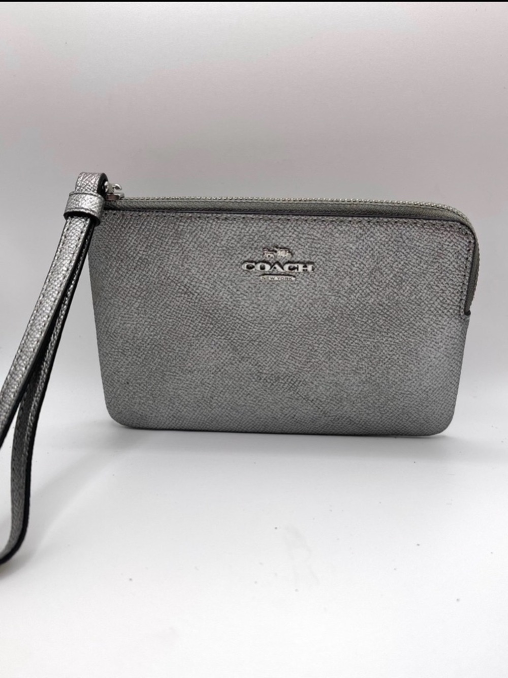 Coach Metallic Silver Wristlet